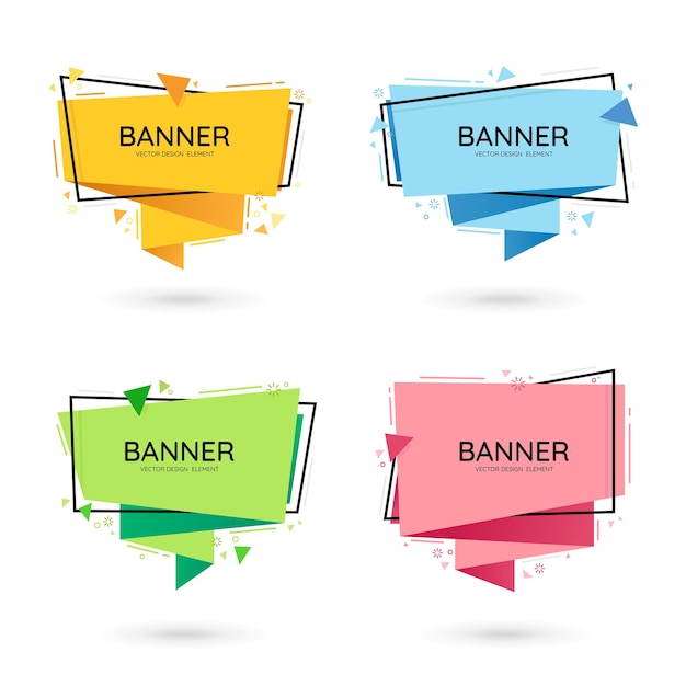Modern abstract vector banners flat geometric shapes of different colors with text space