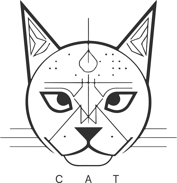 Modello del logo del gatto vettoriale astratto moderno