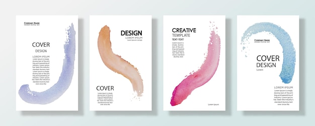 Modern abstract watercolor painting cover set minimal luxury design