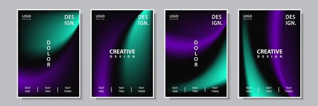 Modern abstract wave gradation color cover template background set collection design vector