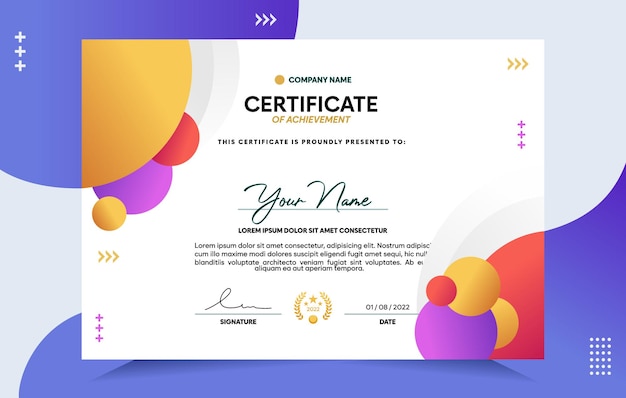 Modern of achievement certificate template