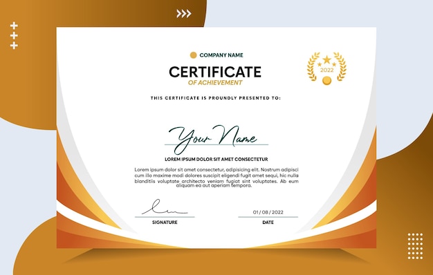 Modern of achievement certificate template