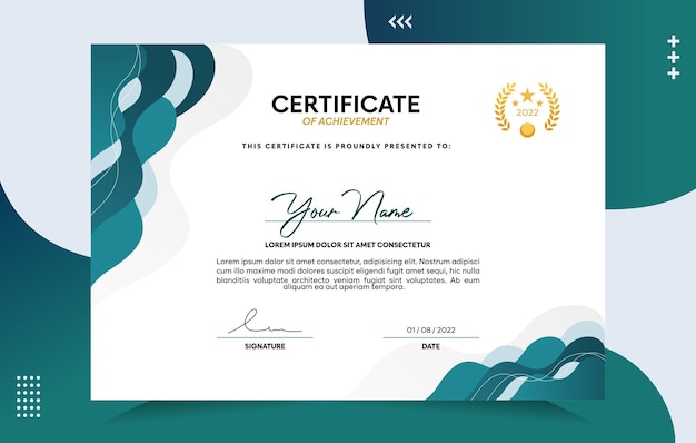 Modern of achievement certificate template