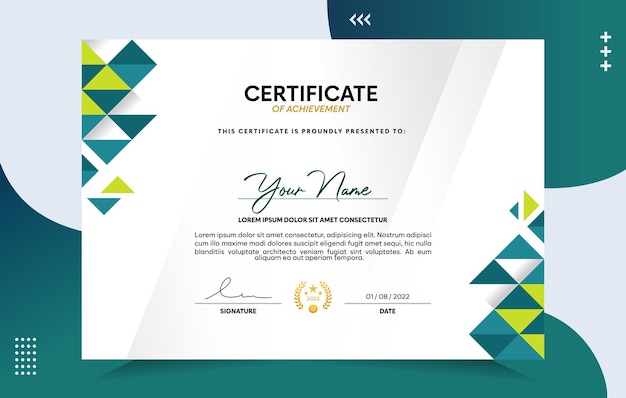 Modern of achievement certificate template