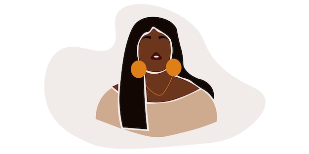 modern african woman in elegant line art style vector