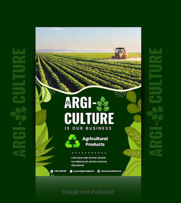 Vector modern agriculture flyer template farm organic and harvest promotion