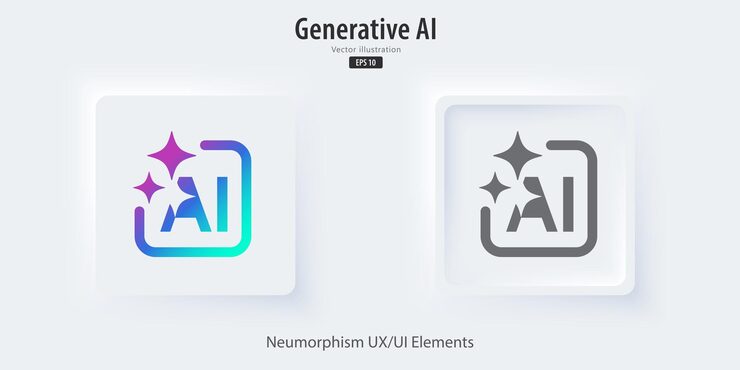 Vector 現代人工智能生成按鈕　利用機器學習生成意念　時尚的神經形態風格生成按鈕，適用於應用程式、網站和介面 ui ux 元素　向量圖示