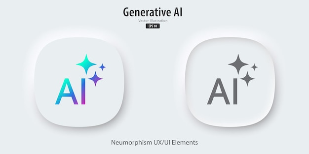 modern ai generative button ai is entered by a command prompt to generate ideas generatepress button in trendy neumorphic style for apps websites interfaces ui ux elements vector illustration