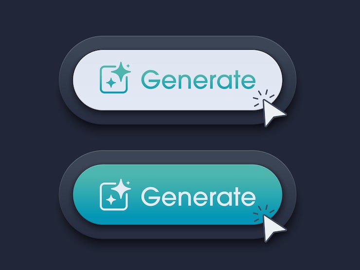 Vector modern ai generative button ai is entered by a command prompt to generate ideas generatepress button in trendy neumorphic style for apps websites interfaces ui ux elements vector illustration
