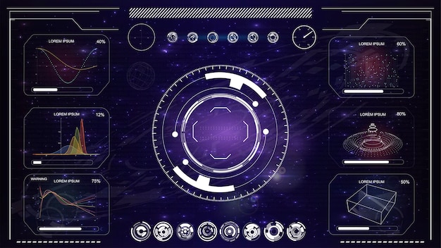 Vector modern aiming system. sci-fi futuristic spaceship crosshair.