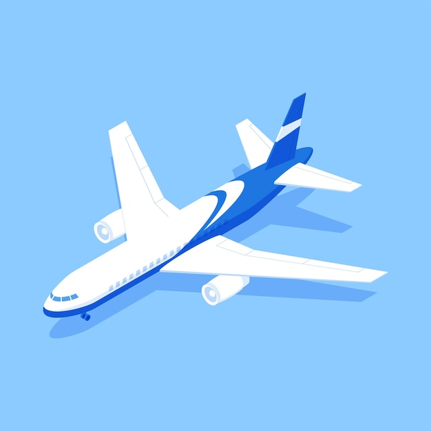 Modern airplane air transportation for passenger and cargo
commercial carrying isometric vector