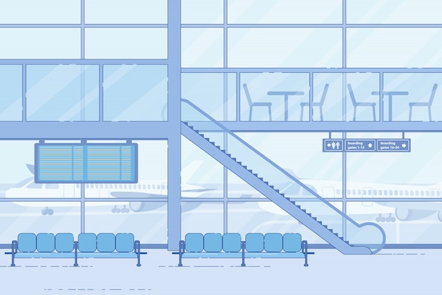 Vector modern airport waiting, lounge zone in flat style