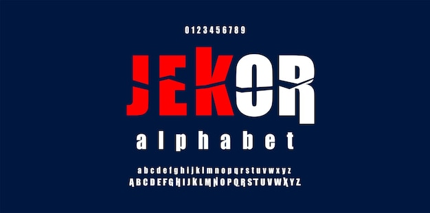 現代アルファベットフォントと数字 ベクトルイラストレーション