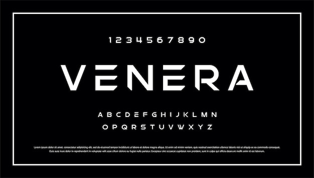 современные алфавитные шрифты, технологическая типография, городской шрифт и числовая векторная иллюстрация в верхнем регистре
