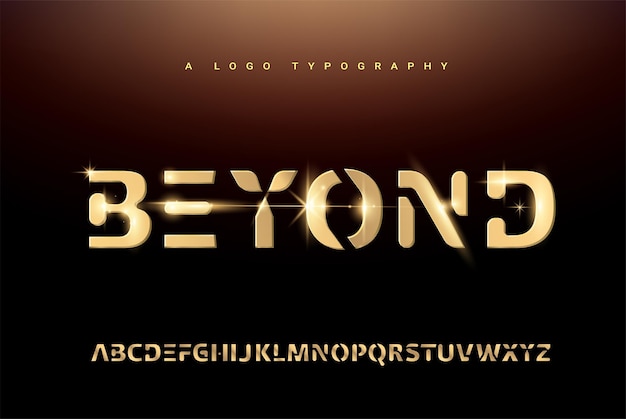 Vector modern alphabet gold font typography abstract modern urban alphabet font