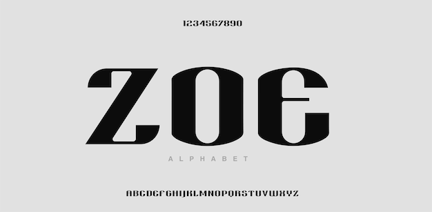 modern alphabet letters font and number