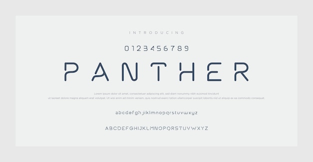 Modern alphabet letters font and number