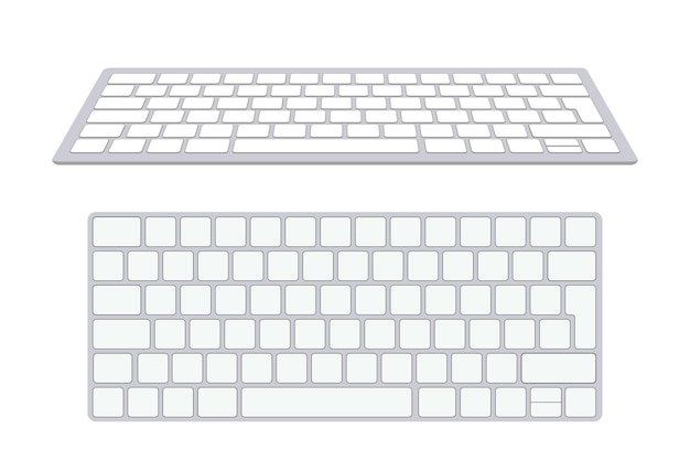 白い背景のベクトル図に分離された現代のアルミニウム コンピューターのキーボード