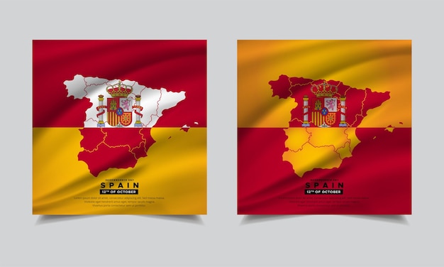 Modern and amazing spain independence day design with wavy flag vector