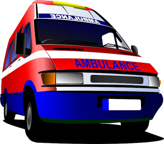 Modern ambulance van over white Colored vector illustration