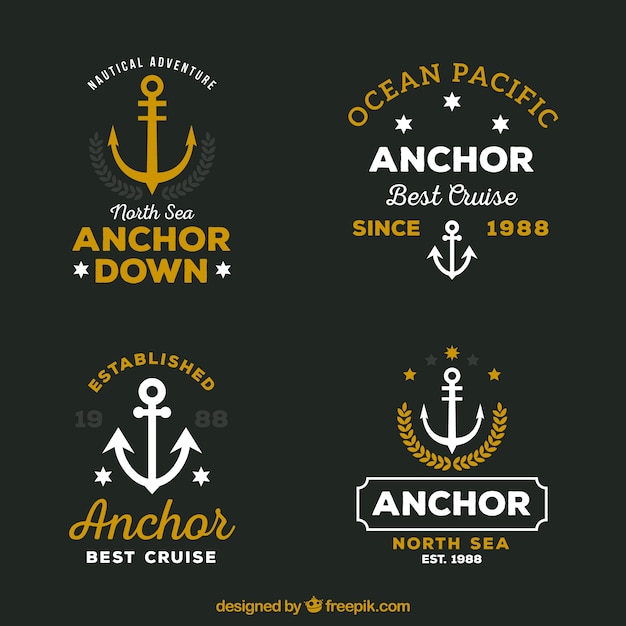 Vector modern anchor badge set