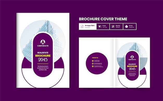 현대적이고 다채로운 페이지 부동산 비즈니스 브로셔 표지 테마 레이아웃 템플릿