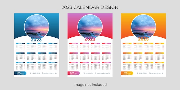 Вектор Современный и красочный шаблон новогоднего настенного календаря 2022