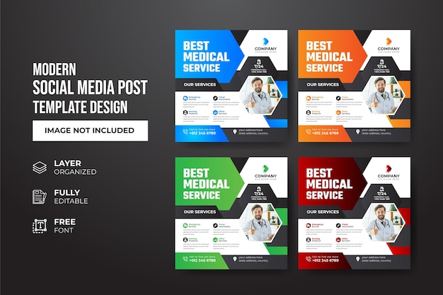 현대적이고 창의적인 의료 의료 소셜 미디어 게시물 템플릿