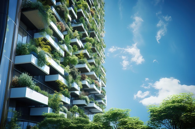 모든 발코니에 많은 나무가 있는 현대적이고 생태적인 마천루 Bosco Verticale 밀라노 이탈리아