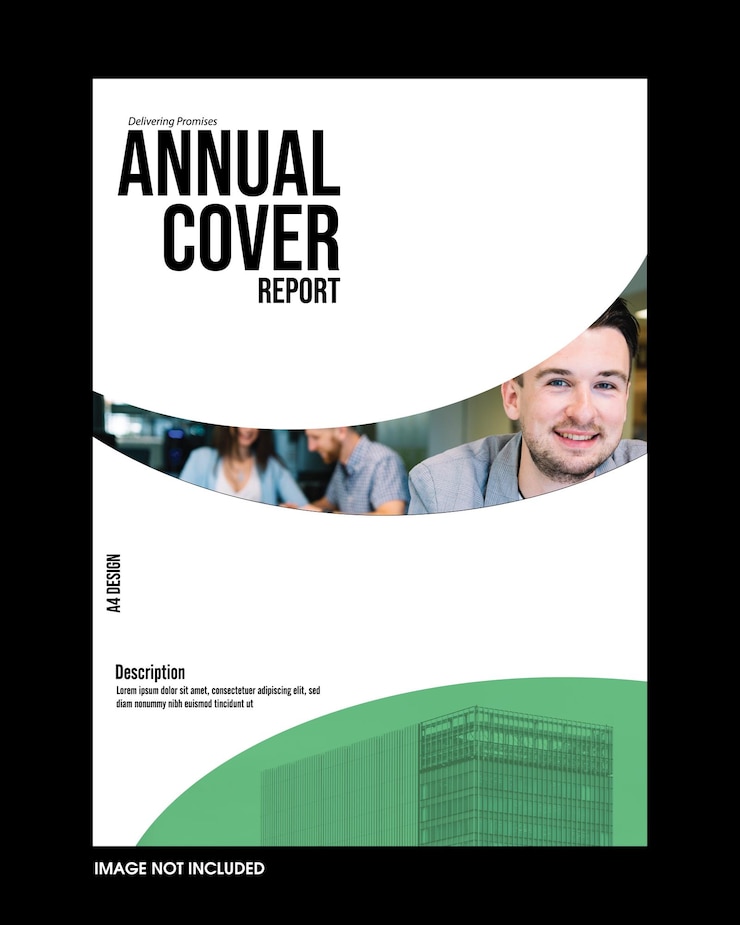 वेक्टर modern annual report cover design featuring green and white color scheme