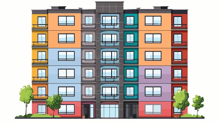 वेक्टर modern apartment building colorful silhouette without c