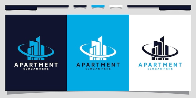 Modern apartment building logo design with creative unique concept premium vector