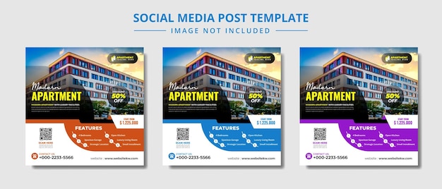 Modern apartment social media instagram post and banner template