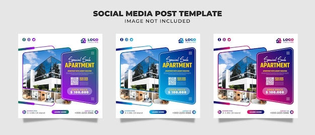 Modern Apartment Social Media Instagram Post, Flyer And Banner Template