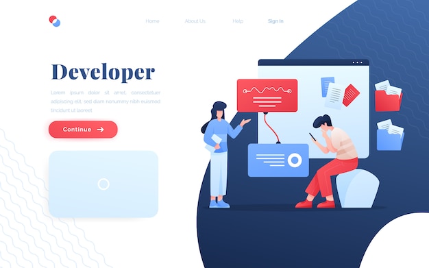ベクトル modern app developer landingページ