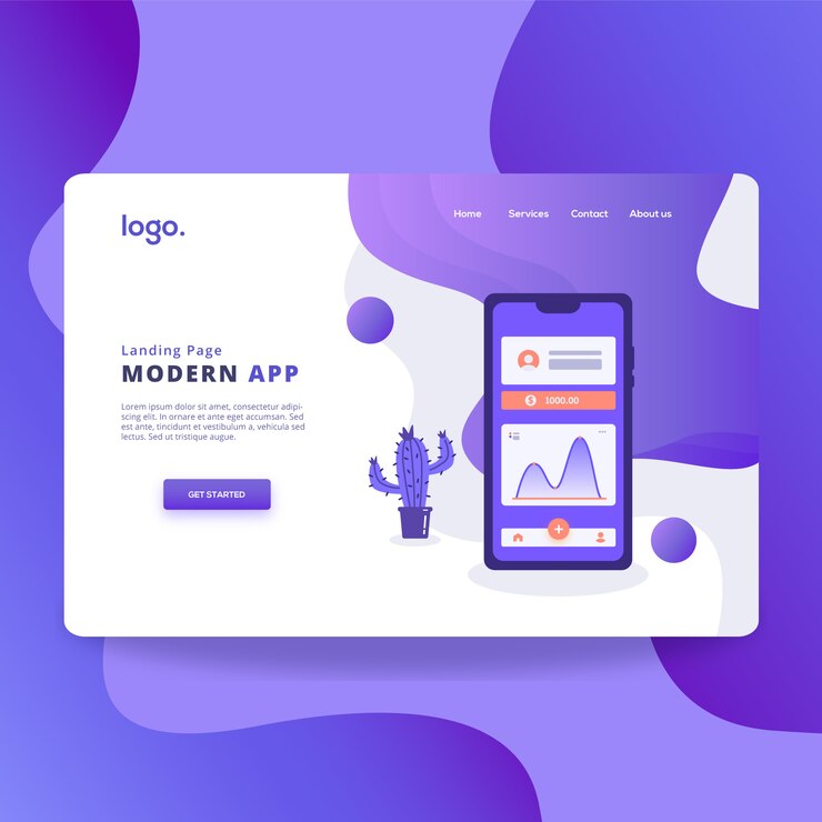 Vector modern app landing page