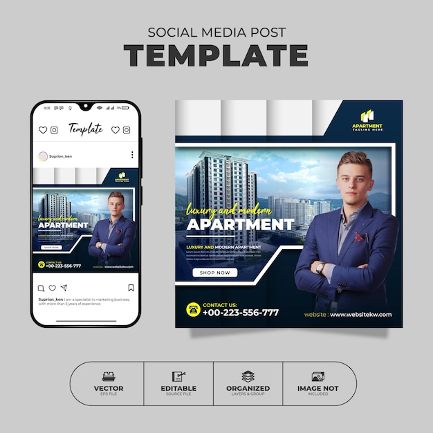 Vector modern appartement social media instagram post en bannersjabloon