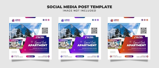 Modern appartement Social Media Instagram-post, flyer en bannersjabloon