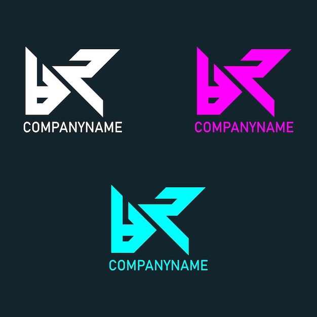 Modern AR letter logo design with three colors