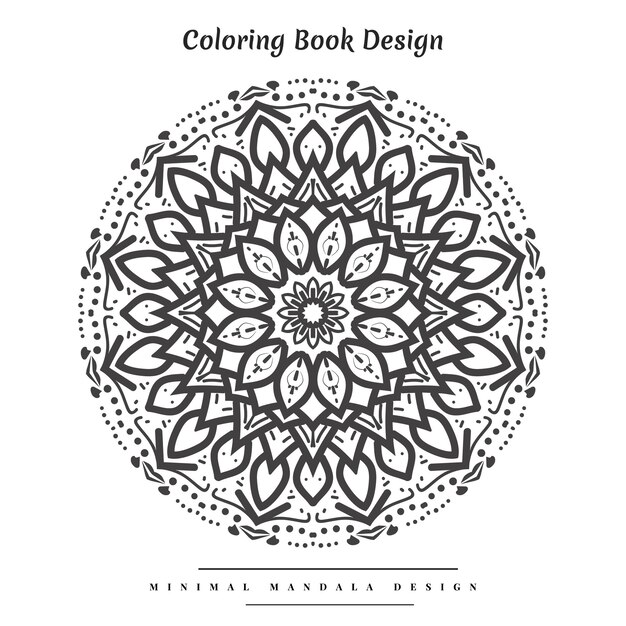 Vector modern arabesque mandala coloring book design in black and white color for kids