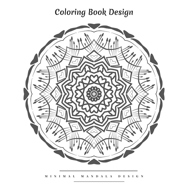 Vector modern arabesque mandala coloring book design in black and white color