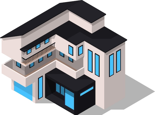 Modern Architectural Design of a Luxury House with Balcony and Windows