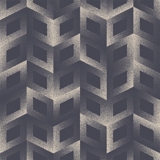 Modern Architecture Concept Seamless Pattern Vector Stippled Background. Modernism Block Structure Abstract 3D Art Repetitive Illustration. Geometric Grid Dotted Subtle Texture. Continuous Abstraction