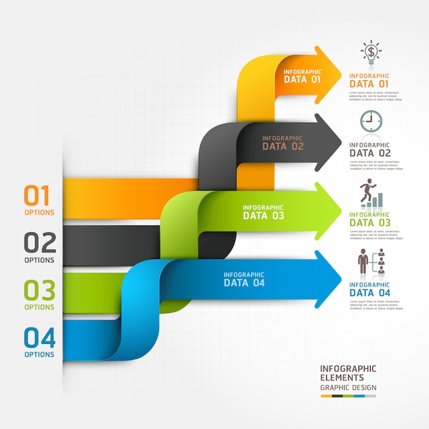 Modern arrow business diagram origami style options banner.  