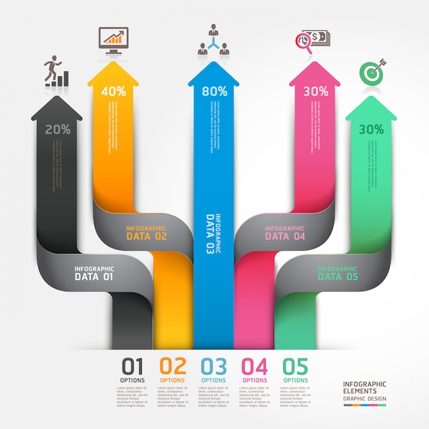 Современная стрелка бизнес диаграмма оригами стиль параметры баннер.
