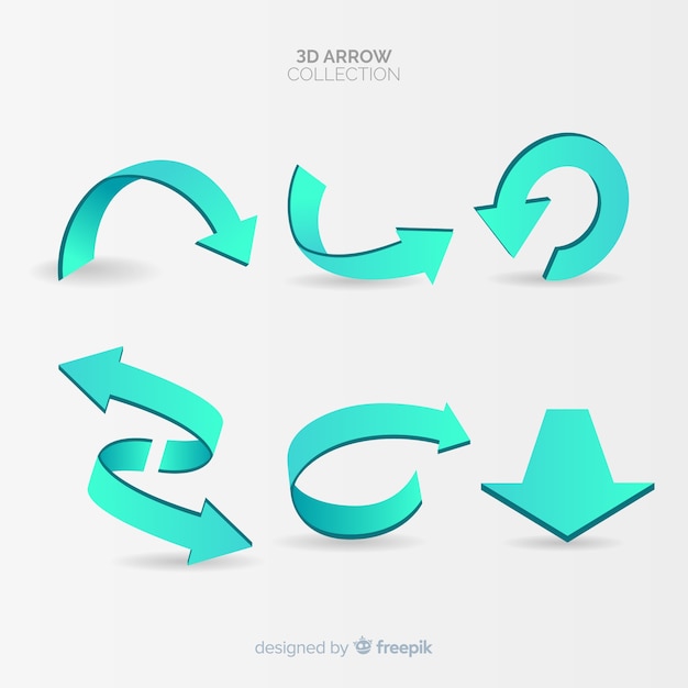 Vector modern arrow collection with 3d style