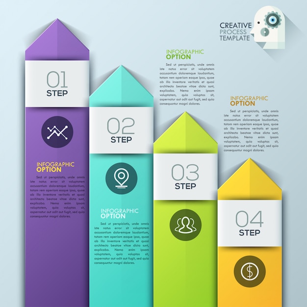 Modern arrow infographic template element origami style