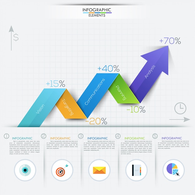 Vector modern arrow origami style number options