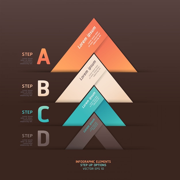 Vector modern arrow origami style step up options. workflow layout, diagram, number options, web design, infographics.