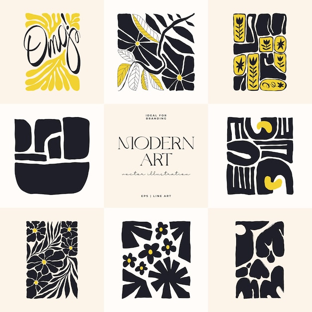 Modern Art Illustration Matisse Abstract Set Aesthetic Modern Boho Decor Minimalist Illustratio